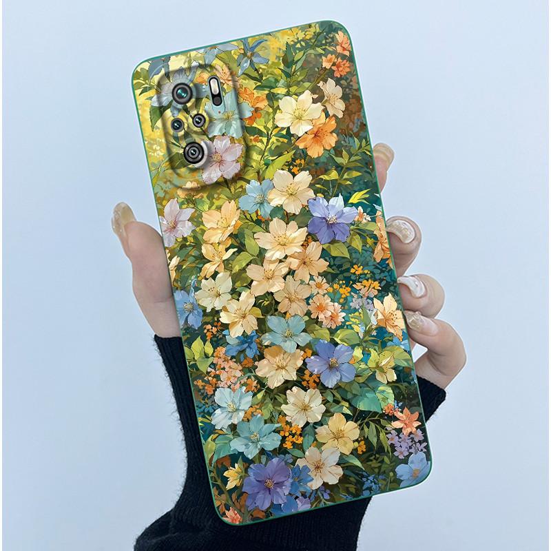 For Xiaomi Poco M5s Phone Case PocoM5s Cover Fashion Simplicity Butterfly Floral Soft Liquid Silicone Shell For Poco M 5s Fundas