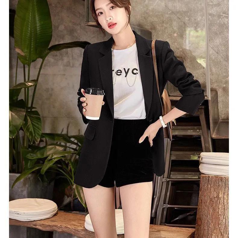 WTEMPO Office Ladies Large Size Solid Color V-neck Blazer Coats Women's Spring Autumn Long Sleeve Elegant Slim Button Coats