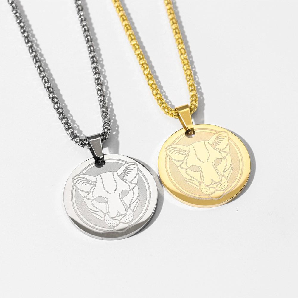 Fashion Tiger Head Necklace Animal Lion Leopard Pendant Hip Hop Necklace