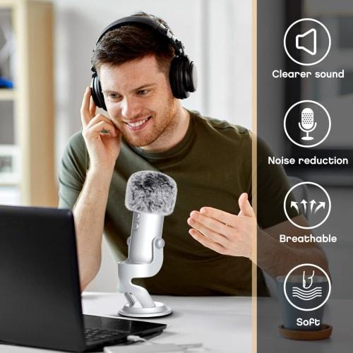 Nezyo 2-Piece Microphone Furry Windscreen Wind Muff, Furry Windscreen Muff, ASMR Microphone Cover, Fuzzy Microphone Pop Filter Compatible with Blue Ye