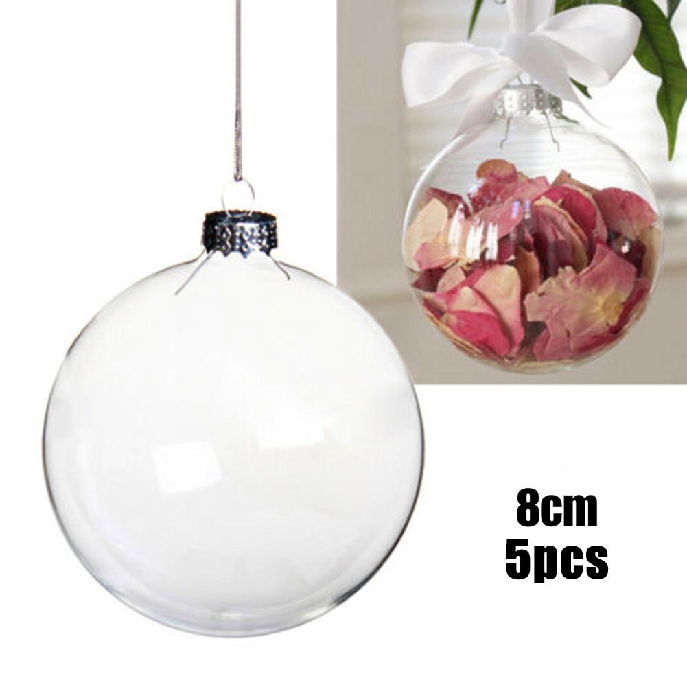 Clear Round Plastic Baubles for Christmas Tree Pack of 5/10 Fillable Ornaments