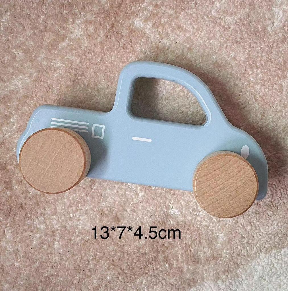 Wooden Inertial Pull-Back Car: Infant Early Education Push & Grasp Camping Car