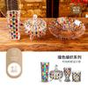 European Hand Painted Colorful Glass Candy Jar Woven Fruit Plate Juice Cup Whiskey Glass