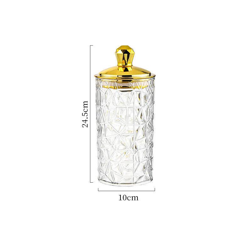 1PC Multifunctional Storage Tank Light Retro Pattern Transparent Sealed Jar Luxury Golden Lid Candy Coffee Bean Storing Jar