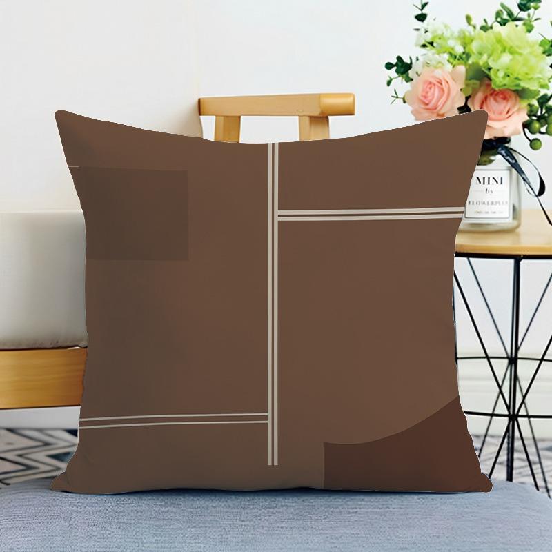 Coffee Color Printed Decorative Pillowcase Bedroom Living Room Square Cushion Pillowcase