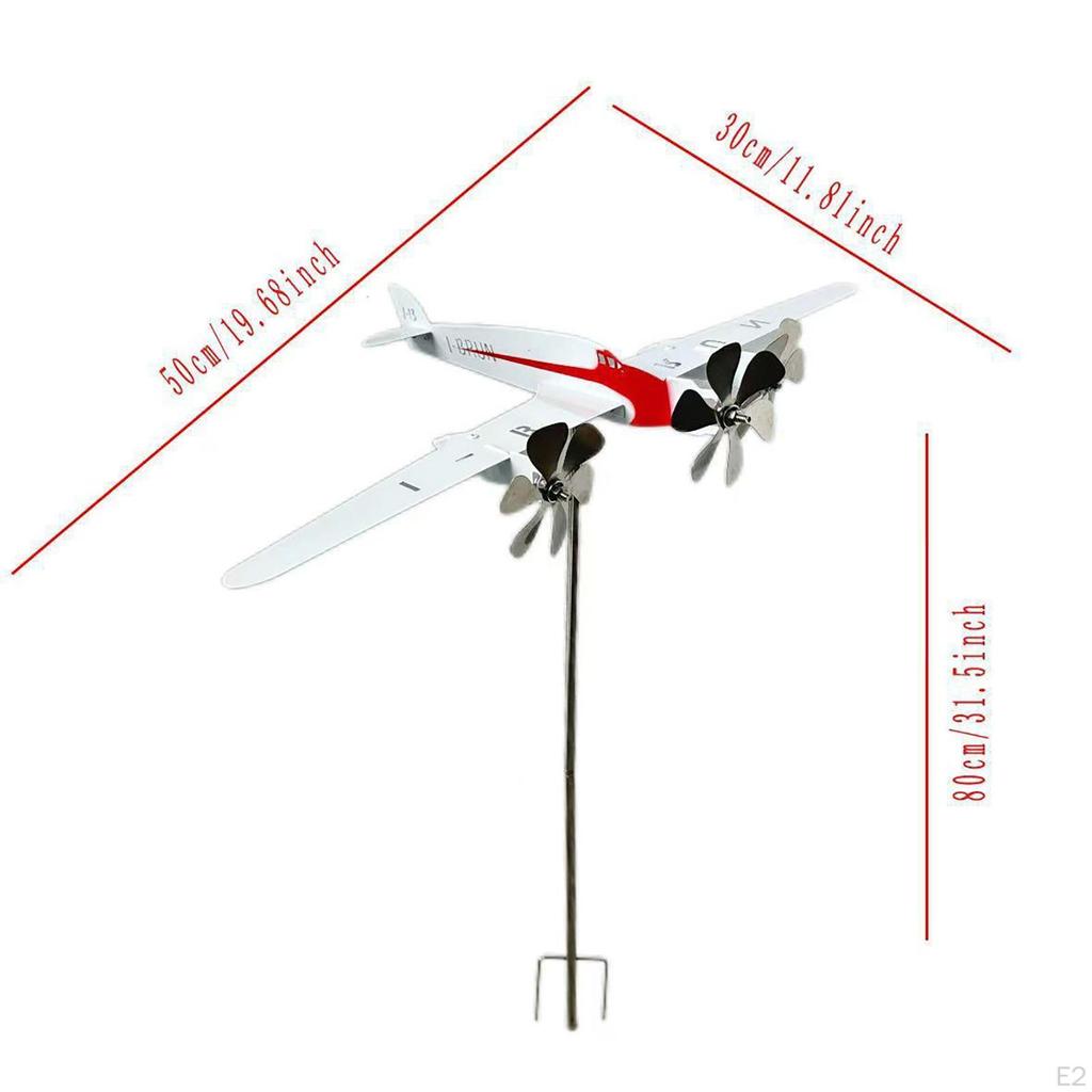 Airplane Wind Aircraft Windmill Art Figurine Power Sturdy Outdoor Iron for