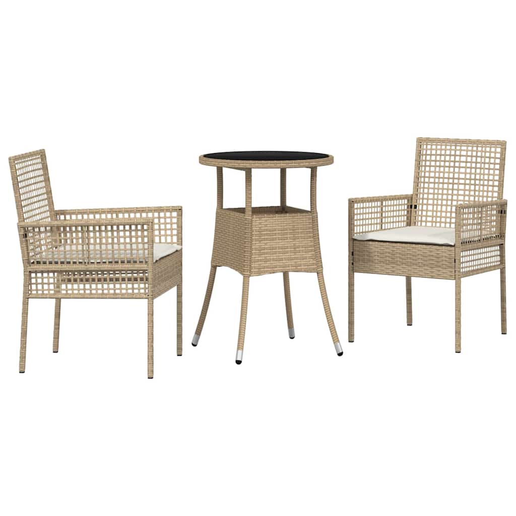 Garden Dining Set 3 pcs Beige Poly Rattan