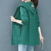 Plus Size Casual Jacket Women's All-match Loose Mid-length Windbreaker Tide Plus Velvet Thickening