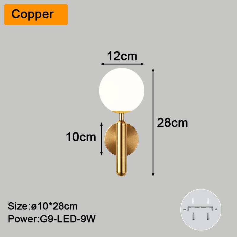 Interior LED Wall Lamps Wall Lighting Fixtures  for Bedroom Living Room Indoor Frosted Glass Ball Wall Sconce for Corridor Aisle