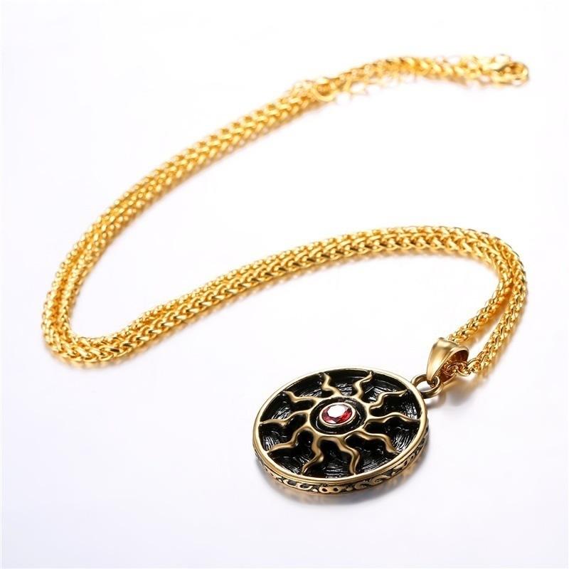 European and American New Stainless Steel Sun Blackened Necklace Pendant Style