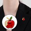 Brooch Pin for Women, Fruit Shape Lapel Pin with Rhinestones Bright Red Glaze And Emerald Leaves, Multi-Purpose Pin for Christmas Gifts Daily Wear