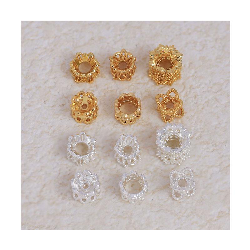 18k Gold-Filled Color-Preserving Hollow Waist Flower Spacer Beads for DIY Double-Sided Crystal Bracelet Jewelry