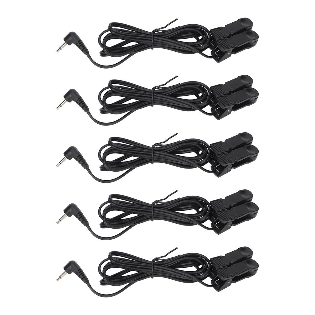 5 Stück Elektrodenkabel 2,5 mm Winkelstecker 1,2 m Länge 1 auf 2 Ohrclip Elektrodenkabel für Massagegerät