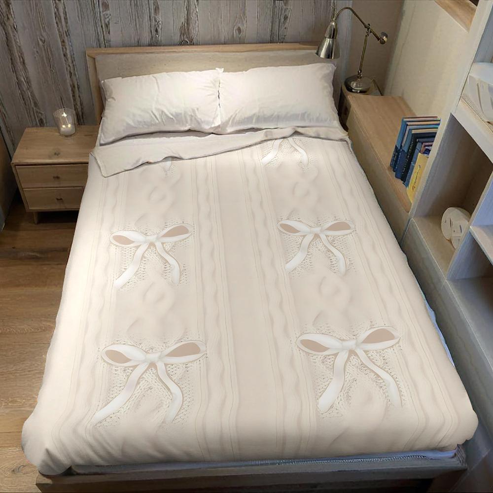 Spitzen-Schleifen-Strick-Flanell-Decke Warm Weich Halloween Weihnachten Sofa Warm Gemütlich Dekoratives Dekor Geschenk für Alle Jahreszeiten