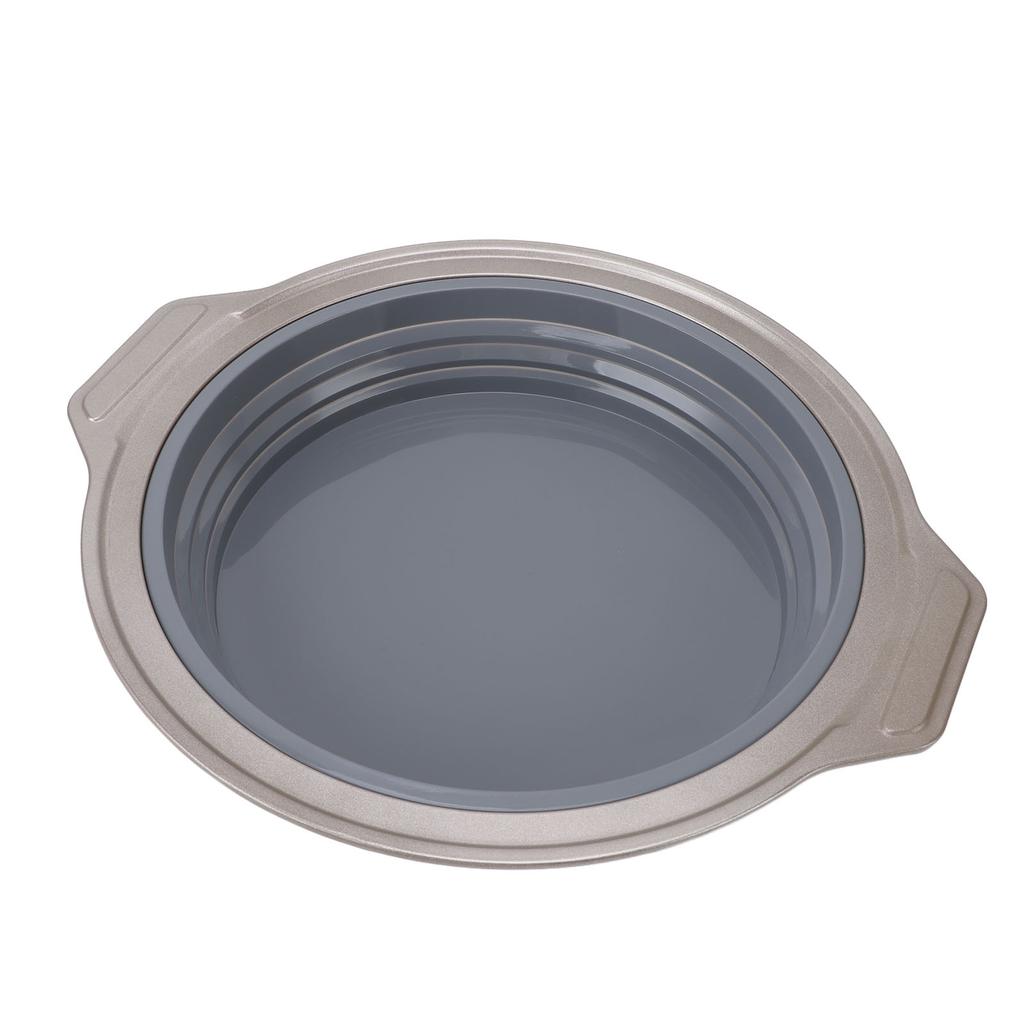 Silicone Cake Pan Foldable Press Type Quick Release Round Baking Pan for Layer Cake Cheese Cake Chiffon Cake Grey