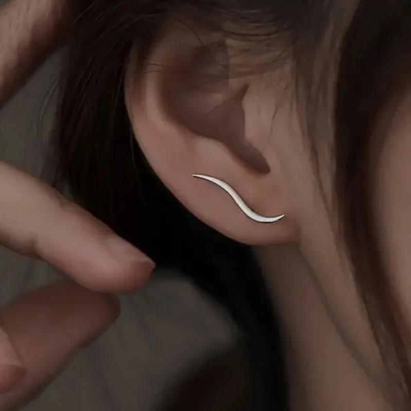 Newly Wave Designed Earrings  Sterling Silver Trendy Daily Wearable Ear Accessories Female Minimalist Charms Jewelry