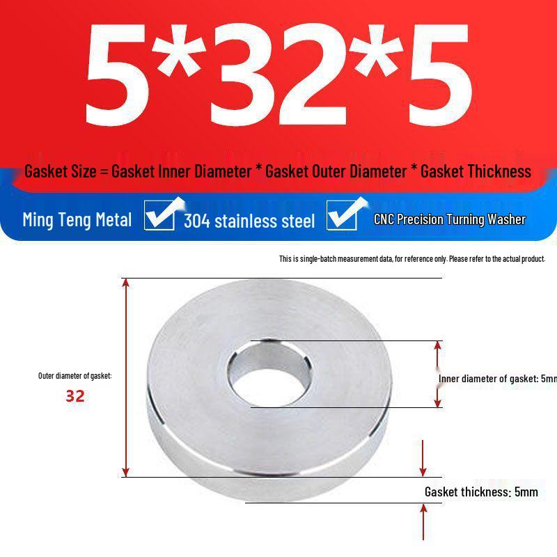 304 Stainless Steel Heavy Duty Thickened Flat Washer - Precision CNC Machined, Custom Non-standard Processing Available