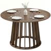 Dining Table for 4-6 People Modern Kitchen Table with Slatted Base 120 cm Round Light Walnut