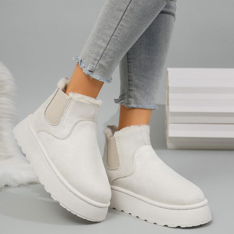 Autumn and winter new women's thick-soled snow boots cotton shoes warm and velvet elastic foot boots 44