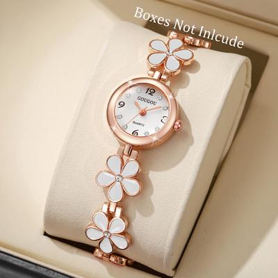 Fashion Flower Bracelet Strap Women Watches Ladies Diamond Arabic Numeral Dial Wristwatches Reloj Mujer
