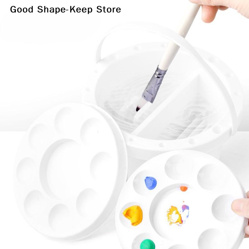 3-in-1 Palette Lid Painting Brush Holder Brush Washer Bucket With Art Watercolor Oil Painting Cleaning Tools Brushes Tray Basin