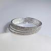 European & American Luxury Full Diamond Open Bangle - Three-Layer Rhinestone Spring Bracelet for Women, 2MM, Fashionable & Versatile High-End Jewelry.