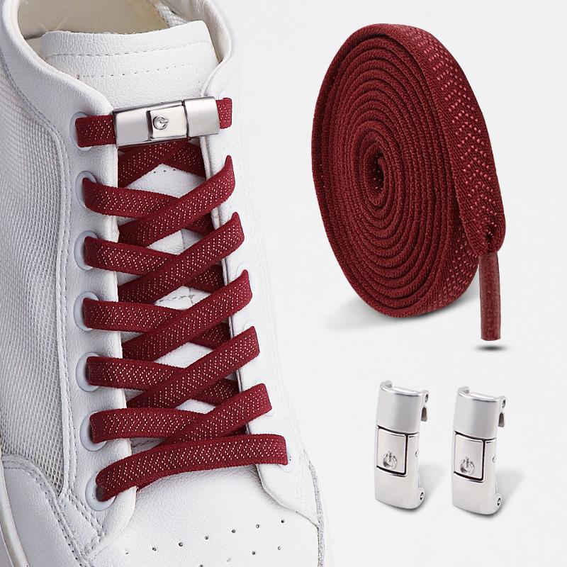 Ein-Knopf-Schnürsenkel ohne Binden, Schnellverschluss Faulenzer-Schnürsenkel, Strapazierfähige elastische Ersatzschnüre für Sneaker & Freizeitschuhe 1 Paar/2 Paare
