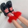 Mesh Hollow Out Socks Grid Socks Women Y2K Eye-catching Feather Fishnet Stockings  Party