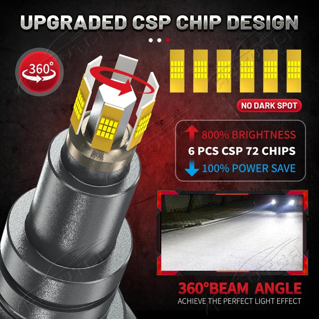 200W 360° H8/H11 LED Headlight 40000LM Super Canbus Fog Lamp 500K White Lamp For Lens,2pcs,