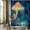 Mushroom Forest Shower Curtain, Vibrant Digital Print, Sparkling Lights, Machine Washable, All-Season Polyester Bathroom Decor