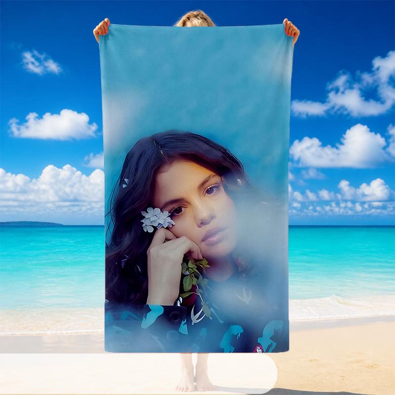 Quick Dry Beach Towel Selena Gomez Pattern, Lightweight Absorbent Towel for Pool Beach Vacation Use