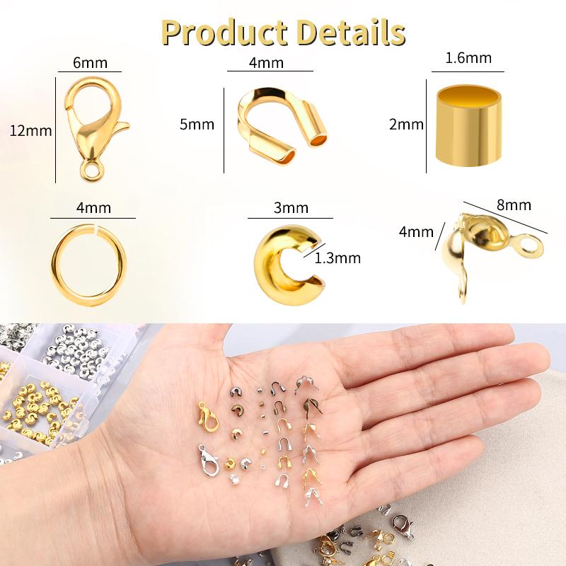 Crimp Beads Covers Kit with Bead Crimping Pliers Tool Brass Crimp Beads Tips Knot Covers Kit for for Jewelry Making DIY Craft