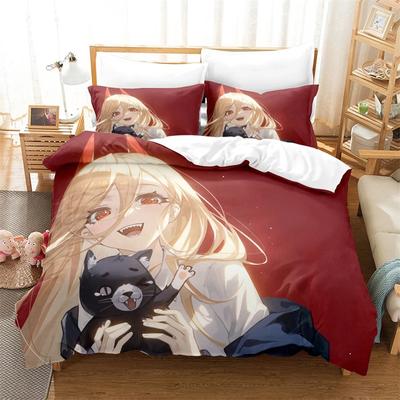 Bequemes Anime-Print-Bettwäsche-Set Mit Bettbezug und Kissenbezügen King Queen Twin Größen Für Jungen Mädchen und Kinder