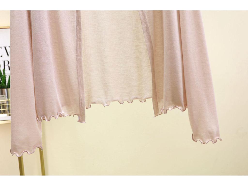 Dámský lehký kardiganový šál s dlouhým rukávem na jaro/léto 2025 - Slim pletená klimatizační bunda