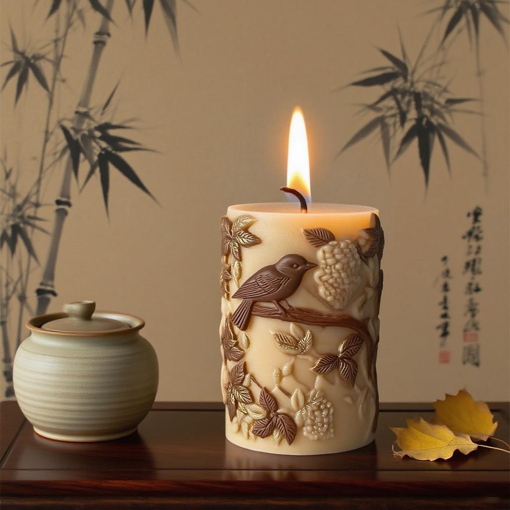 Handmade Gift Cylinder Aroma Candle Silicone Mold Relief Birdy Pillar Gypsum Resin Mould DIY Bird Form Candle Candle Making