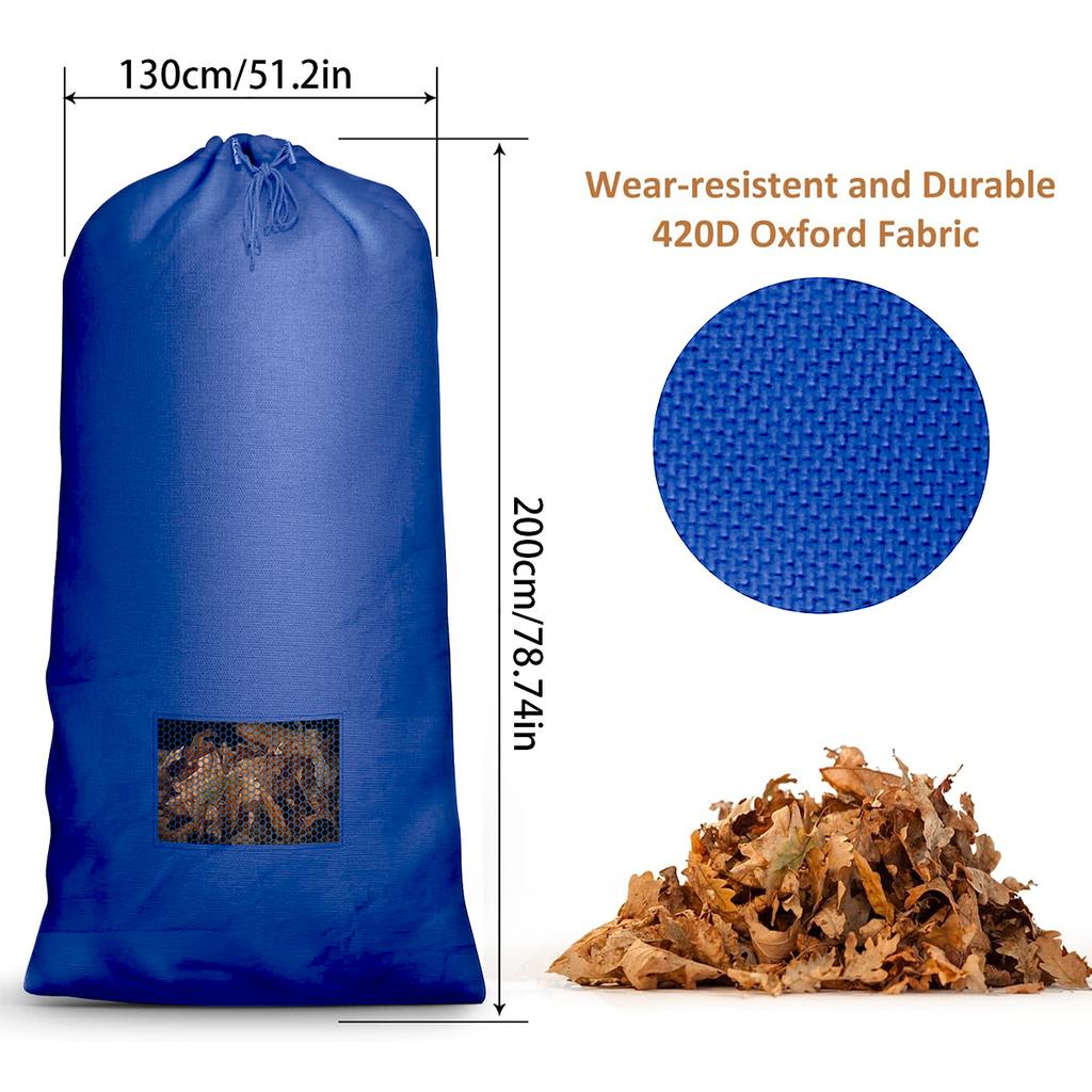 Lawn Tractor Leaf Bag Grass Catcher Bag Garden Leaf Bag 200×130cm Wear-Resistant 420D Oxford Cloth Lawn Mower Grass Bag