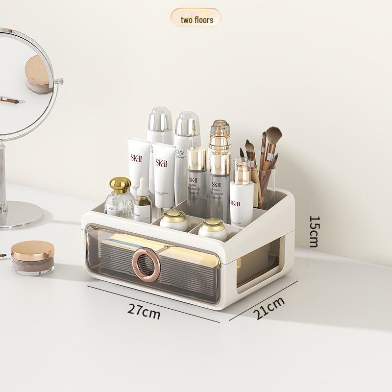 Dustproof Transparent Acrylic Cosmetic Storage Box - Large Capacity Desktop Skincare Organizer