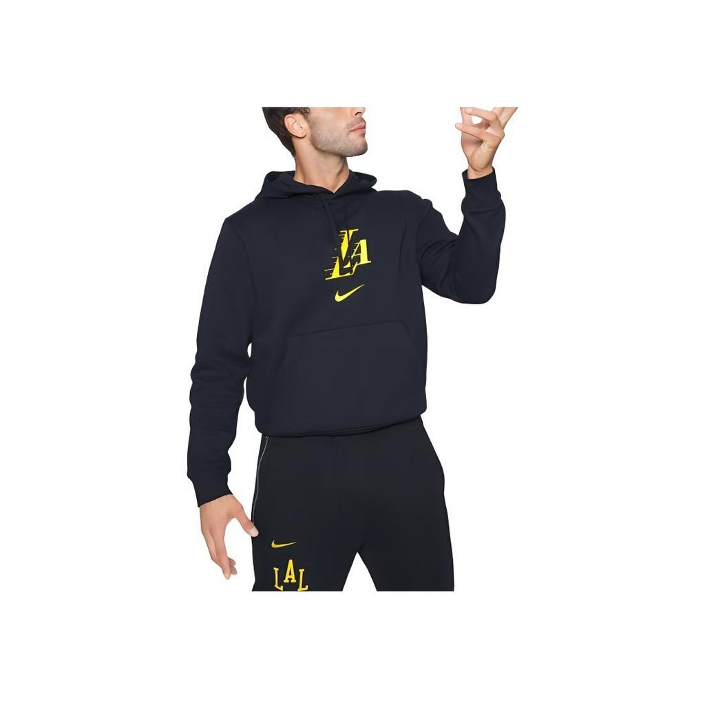 Nike Mikina s kapucí Club Fleece City Edition NBA Los Angeles Lakers s nápisem, ležérní mikina s dlouhým rukávem, pánské mikiny, černá DZ0088-010