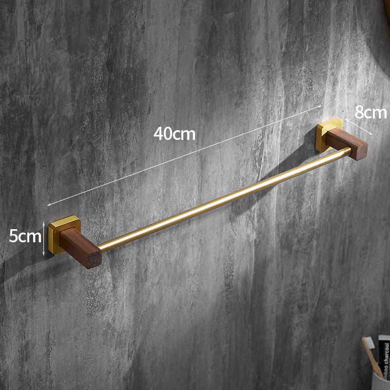 Wood Bathroom Towel Bar Brushed Gold Wall Mount Towel Rack Aluminum Shower Towel Hanger Single Pole Towel Rack 40cm-60cm