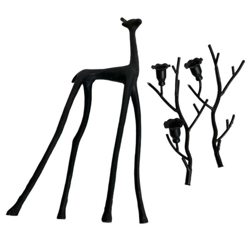 Iron  Deer Candle Stand Multi Functional Table Decoration Holiday Ornaments For Christmas Display