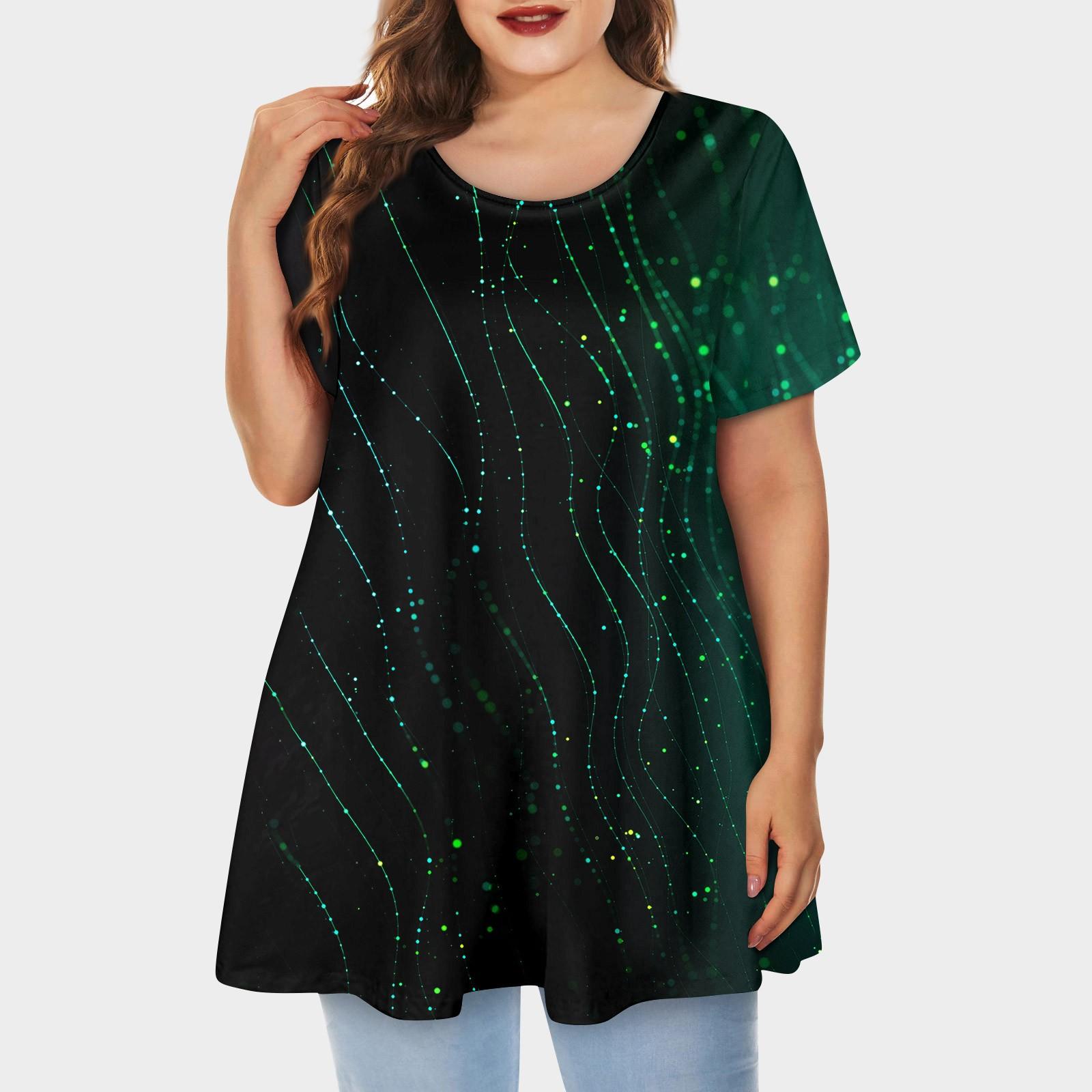 

Женская свободная футболка трапециевидной формы с коротким рукавом и круглым вырезом с большим верхом и принтом XL