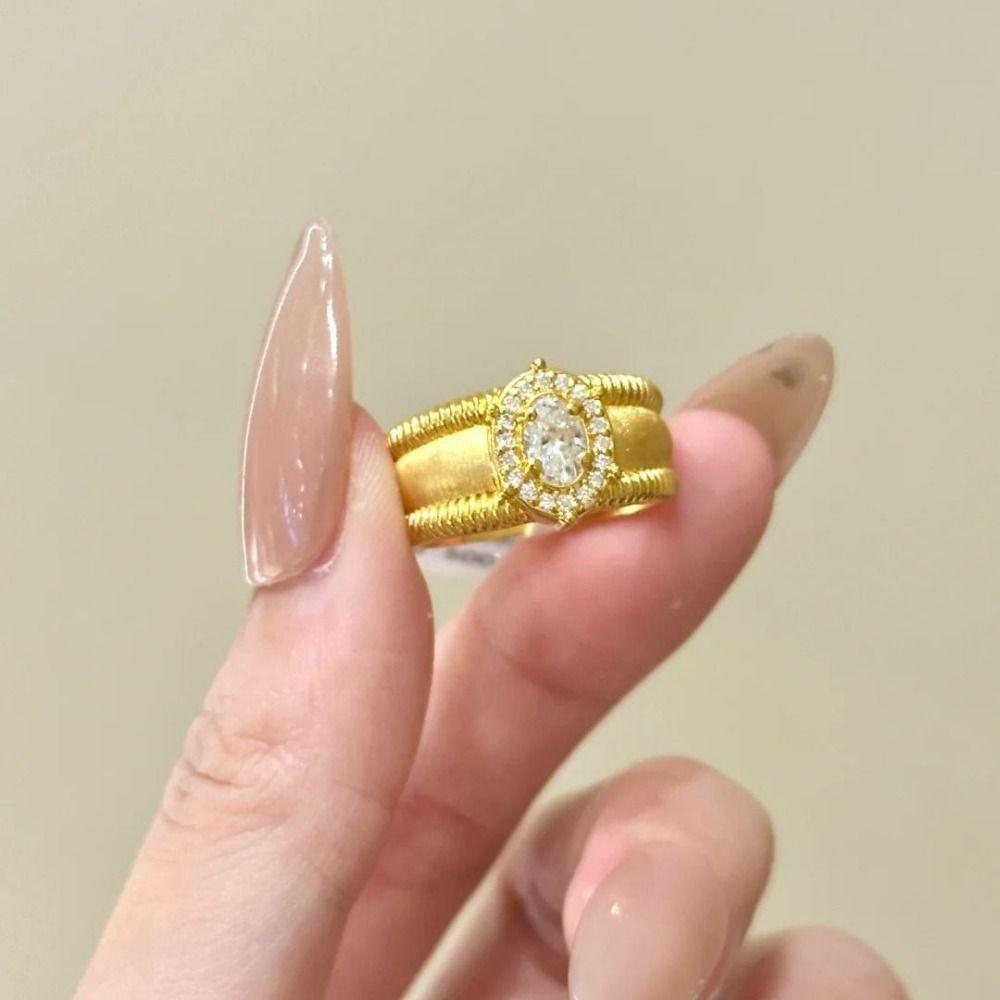 Vintage Crystal Split Ring Unique Women's Jewelry Elegant Adjustable Finger Rings Ladies