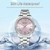CURREN NEW Luxury Stainless Steel Wristwatches for Ladies Romantic Rose Pink with Rhinestones Roman Numeral Dial