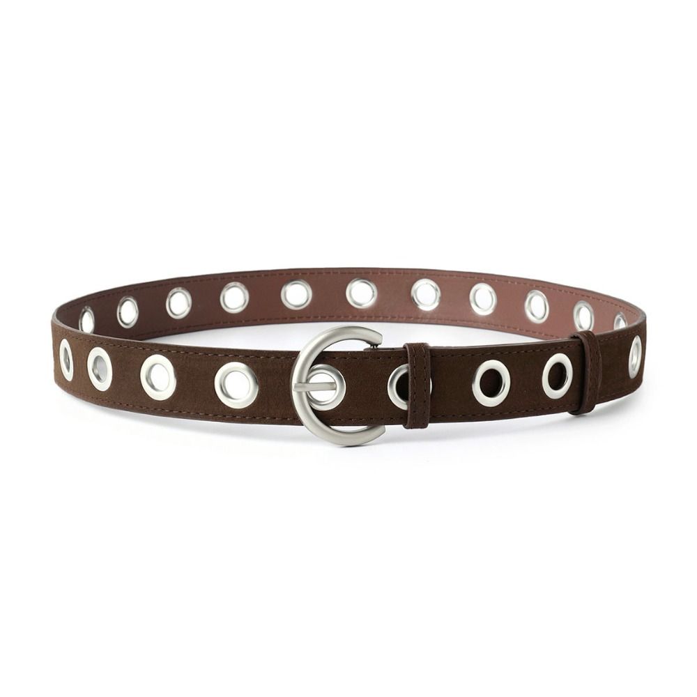 Fashion Pin Buckle Suede Leather Belt Big Buttonhole Luxury Design Women Waist Belt Versatile Retro Waistband Jeans Decoration