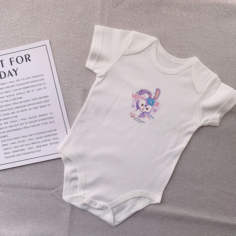 

Baby Summer Short-Sleeved Stylish Romper with Cartoon Purple Rabbit Design, Pure Cotton Onesie for Newborns White Triangle Hoodie 80 (Recommended 6~9 Months)