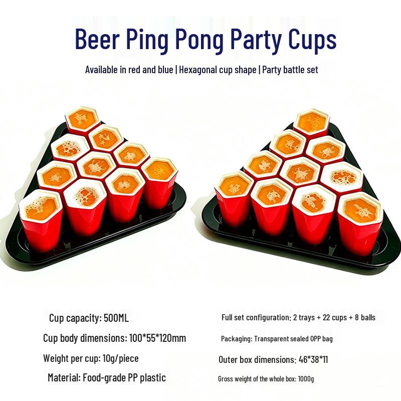 450ml Rotes Einweg-Plastik-Partybecher-Set - Bierpong Rote Becher