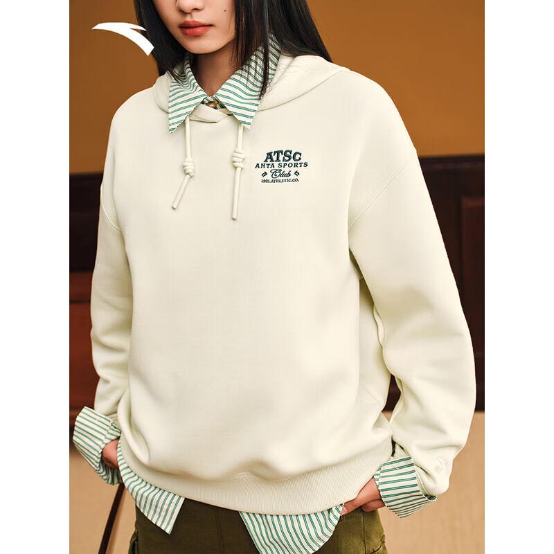 Anta Women s Embroidered Loose Fit Hooded Sweatshirt M