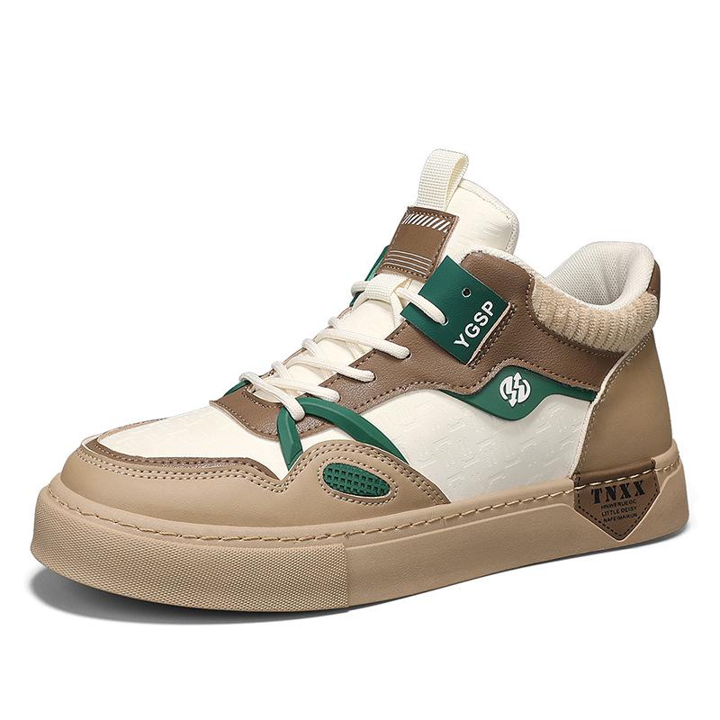 Herbst Herren Casual Leder Splicing Board Schuhe Mode Trendy Outdoor Sport Flachboden Schnürschuhe Herrenschuhe