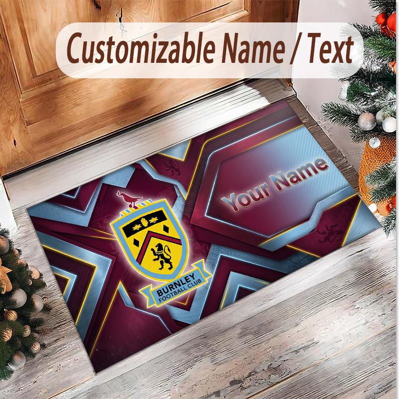 Personalized Crystal Velvet Carpet Burnley Football Pattern Non Slip Floor Rug