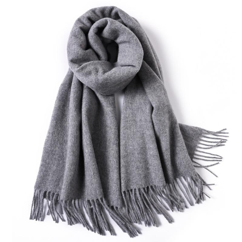 Pure Wool Scarf Winter Men and Women Senior Couple Grey Scarf Shawl Gift Boyfriend Birthday Gift